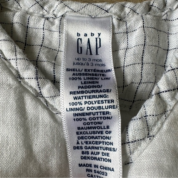 Baby GAP 100% Linen White One Piece up to 3 Months - Picture 3 of 5